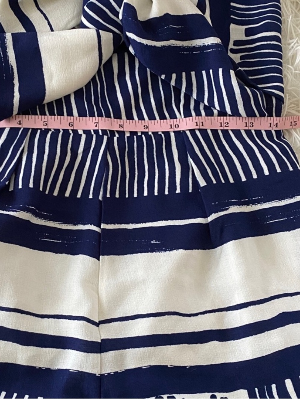 Lulus Navy Cream Striped Bow Front Strapless Romper Small - Picture 8 of 13
